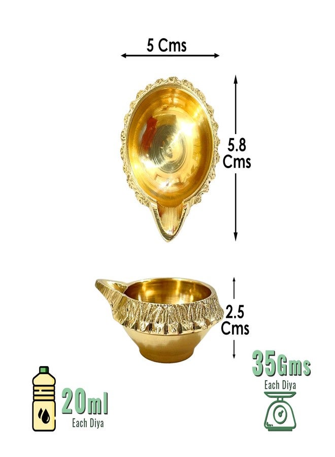 Lamina Brass Diya for Puja (Small 5.8 cm, Golden Color) - Set of 2 Pital Kuber Deep Vilakku for Daily/Festive Worship, Home Temple Decoration, Diwali, Housewarming, Wedding & Spiritual Return Gift. - Image 3